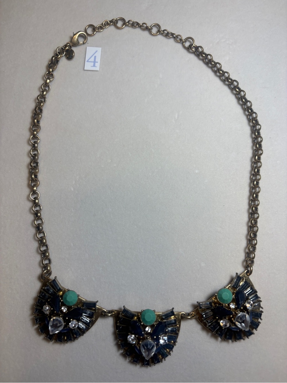 J. Crew Gold-Tone Necklace with Teal and Navy Accents